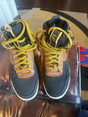 Nike water shield Black & Brown High-Top Boots with Yellow Laces
